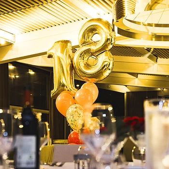 16 colių gimtadienio balionas aukso sidabro 0 1 2 3 4 5 6 7 8 9 skaičių balionų šventė, šventė, gimtadienis apdailos balionas