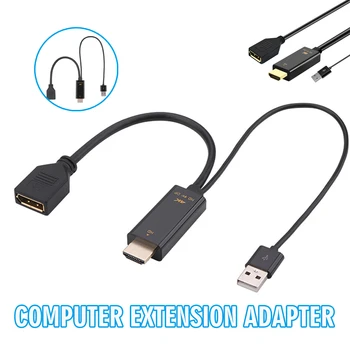 1pc Adapterio Kabelį 4K HDMI suderinamus su DP Konverteris USB 2.0 Galia prijungti TV Projektoriai Juoda HDMi suderinamo KOMPIUTERIO Kabelis