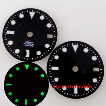 29mm Sterilaus Black Watch Dial Veidą Žalios Šviesos Indeksas Data Langą Tinka GMT NH34A Automatinis Judėjimo Žiūrėti Priedai, Dalys
