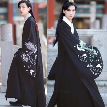 2vnt Japonų Kimono Vyrų Apdaras Japonijos Samurajų Cosplay Kostiumai, Yukata Tradicinių Drabužių Gėlių Siuvinėjimas ilgomis Rankovėmis Vyras