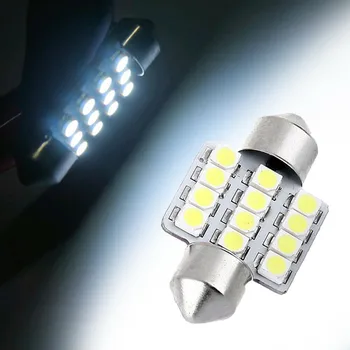 2VNT Xenon Baltas, LED Lemputes, 31mm Girlianda 12-SMD Dome Super Šviesus Interjeras Šviesos Aukštos Kokybės Ir Patvarus
