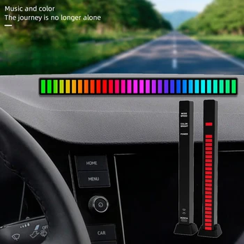 32 LED Automobilių RGB Muzikos Garso Valdymo Lygio šviesinė Juosta Naujovė Ritmą Lempos KOMPIUTERIO Darbalaukį Setup Apšvietimas Automobilių Transporto Atmosferą Šviesos