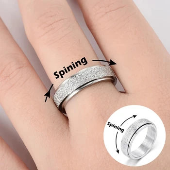 360 Laipsnių Spining Žiedas Moterims Nerūdijančio Plieno Žiedai Laisvai Suktis Verpimo Anti Stresas Reikmenys, Papuošalai, Dovanos 2022