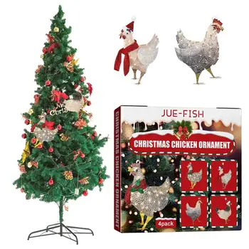 4pcs Juokinga Šalikas Vištienos Kalėdų Kabinti Ornamentu Kalėdų Medžio Apdaila Pakabukas 2023 Naujųjų Metų Linksmų Kalėdų Dekoro