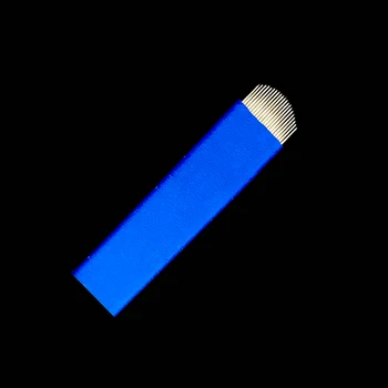 50pcs 0.18 mm Microblading Tatuiruotė Adatos ilgalaikis makiažas Vadovas Antakių Tatuiruotės Lenktas mėlyna Geležtės Flexi u formos Ašmenys Agulha
