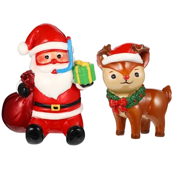 Akvariumas Christmastank Dekoro Apdaila Elnių Dekoro Santa Claus Dervos Ornamentu Figūrėlės Reikmenys, Medžio, Apželdinimas
