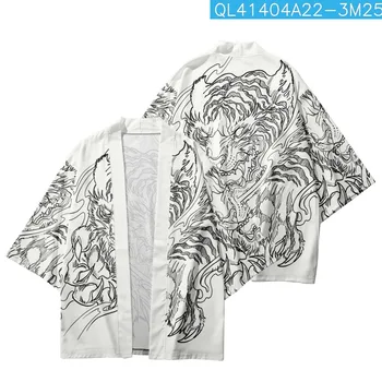 Atsitiktinis Palaidų Pora Moterų, Vyrų Animacinių Filmų Tigras Spausdinti Japonijos Kimono Paplūdimio Šortai Japonijos Cardigan Haori Yukata Streetwear