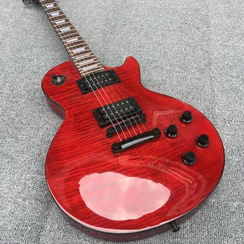 Aukštos kokybės 6-string elektrinė gitara, raudonmedžio kūną su flame maple top, raudonas ir ryškios juostelės, gali būti pritaikytas