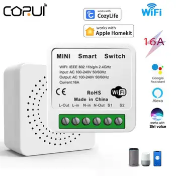 CoRui 16A Mini WiFi Smart Switch Homekit/Cozylife App Nuotolinio Valdymo Balsu įjungti-išjungti Prietaisą, Modulis Dirba Su Alexa, Google 