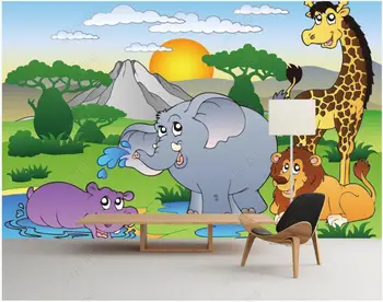 Custom freskos 3d foto tapetai Bamblys animacinių filmų gyvūnų liūtas, dramblys, vaikų kambario, namų dekoro tapetų sienos, 3 d ritininis
