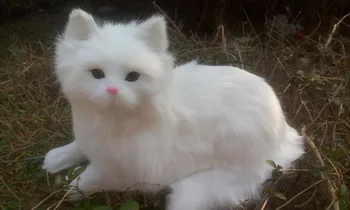 didelis modeliavimas katė polietileno & kailiniai guli balta katė modelis dovana, apie 30x16x16cm174