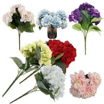 Dirbtinis Hydrangea Gėlių 5 Didelių Galvų Puokštė (Skersmuo 7