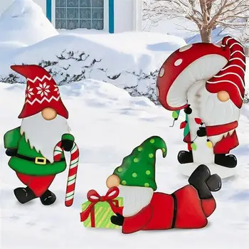Dovanų Serijos Gnome Metalo Įdėkite 3 Santa Naujas Nykštukas, Kalėdų Senelio Kieme Įskiepiai Kalėdų Dekoro Sodą, Kiemą, Lauko