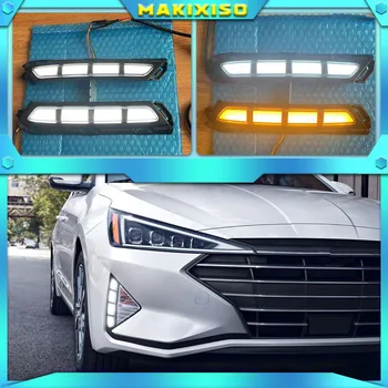 DRL už Hyundai Elantra 2019 2020 AVANTE LED Dieniniai Žibintai Dienos šviesos rūko žibintas su Geltona Posūkio signalo stiliaus relė