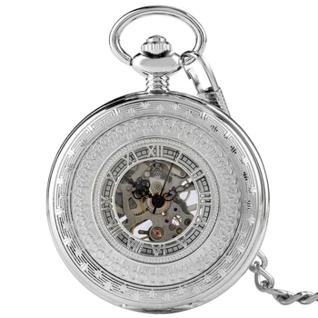 Elegantiška Vintage Silver Mechaninė Kišenėje Žiūrėti Romėniškais Skaitmenimis Dial Išskirtinį Vertus Likvidavimo Kišeninis Laikrodis Dovanos Vyrams, Moterims