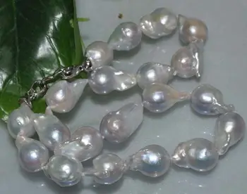 Gamtos Retos pilkos 14*22mm Baroko nucleated perlo Karoliai