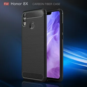 Garbės 8X Padengti Anglies Pluošto Silikono Atvejais, Minkštas Atveju Huawei Honor 8X Honor8X Apsauginis Telefono Dangtelis Coque Fundas Etui