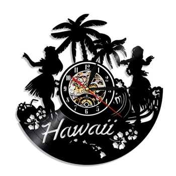 Havajai Sieninis Laikrodis Havajų Luau Vinilo Įrašas Sieninis Laikrodis Namų Dekoro Havajų Vasaros Paplūdimys, Palmių Dekoracijos Sienos Žiūrėti Turizmo Dovana