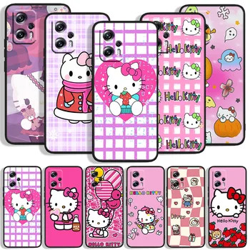 Hello Kitty Mielas Anime Telefoną Atveju Xiaomi POCO F4 F3 X4 X3 GT F2 F1 M4 M3 C31 X2 Civi Pro NFC Juodo Dangtelio