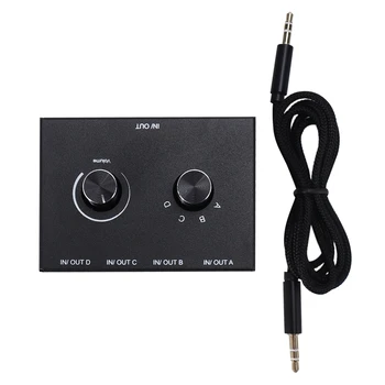 Hot-4 Port Garso Jungiklis, 3.5 mm Audio Switcher, Stereo AUX Garso Selektoriaus, 4 Įvesties 1Output/1Input 4 Išėjimo Audio Switcher Dėžutę