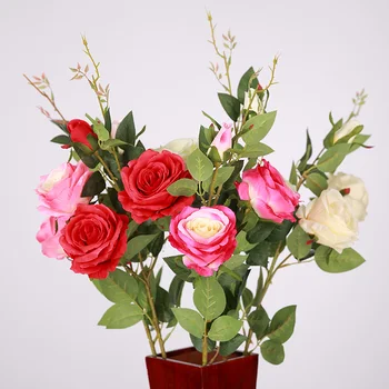 Ilgai Dirbtinis, Netikras Rožių Žiedų Šaka Vakarų Šilko Rožė Gėlių Už Valentino Vestuvių, Gimtadienio, Kalėdų Apdaila