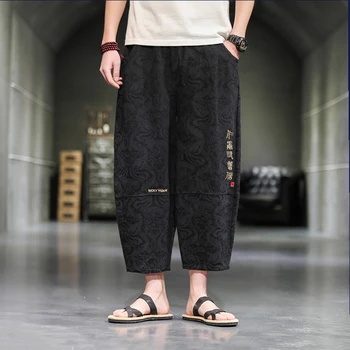 Japonijos Vyrų Kelnės Harajuku Stiliaus Kimono Yukata Vyrų Pločio Kojų Kelnės Dragon Spausdinti Siuvinėjimas Derliaus Plius Dydis Streetwear 2022