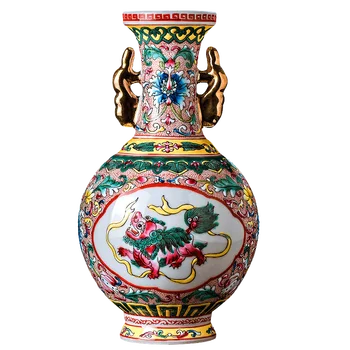 Jingdezhen antikvariniai porceliano emalio vaza gėlių kompozicijų Kinų stiliaus klasikinių gyvenamojo kambario, apdaila, namų retro apdaila