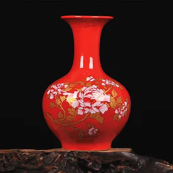 Jingdezhen keramikos vestuvių Kinija raudona vaza nuotakos apdaila, apdailos amatų prekių švenčių raudona Namų Apdailą