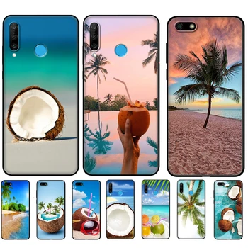 Juoda tpu Case For Huawei Honor 50 Lite PRO 20 10 10i 20S 30S 30 7s, 7A 7C Padengti Kokoso Paplūdimyje