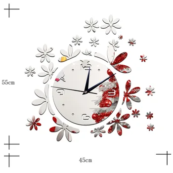 Karšto kavos parduotuvė sėdi kambaryje sieninis laikrodis miegamojo sienos laikrodį, kūrybinė asmenybė sienos klijuoti gėlių laikrodis veidrodėliai