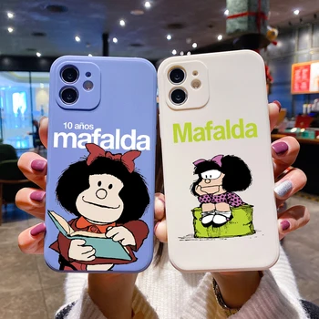 Mafalda Mielas Anime Prabanga Aikštėje Skystis, Silikoninis Telefono dėklas Skirtas iPhone 14 11 12 13 Pro Max Mini X XS XR 7 8 Plius SE2 