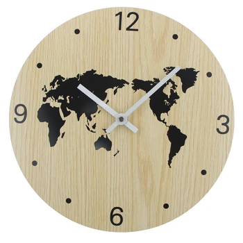 Naujas Pasaulio Žemėlapyje Sieninis Laikrodis arabiškais Skaitmenimis Silent Dekoratyvinės Sienų Laikrodžiai, Mediniai Kartono Sienos Meno Žiūrėti Namų Kambarį