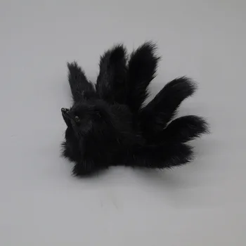 naujų kūrybinių modeliavimas fox žaislas plastikiniai&kailio devynių uodegų black fox lėlės dovana, apie 18cm