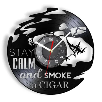 Nusiramink Ir Rūkyti Cigarų Vinilo Įrašas Sieninis Laikrodis Rūkymas Citata Tabako Vinilo Disko Amatų Laikrodis Retro Ponai Mancave Dekoras