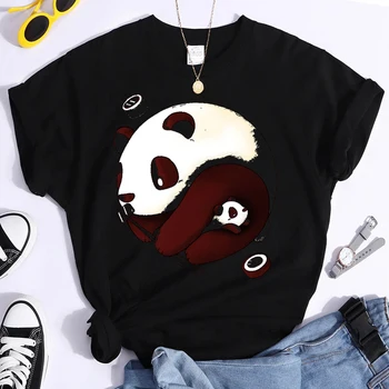 Panda Grafinis T-Shirt Estetinės Drabužiai Moterims Marškinėliai Vasaros Trumpomis Rankovėmis Tshrits Juokinga Atsitiktinis Ponios Tee Marškinėliai Panda Viršūnes 2022