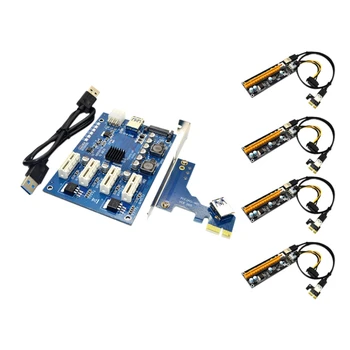 PCI-E 1 4PCI-E X16 Išplėtimo Rinkinys 1To4 Port PCI Express Jungiklis Daugiklis HUB 6Pin USB Stove Kortelę už BTC Miner Kasyba