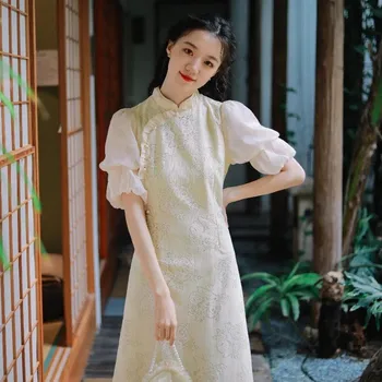 Prancūzijos Qipao Suknelė Modernaus Stiliaus Tradicinis Moterų Suknelės, Jaunų Cheongsam Elegantiškas Vestidos Vestuves Suknelė Plius Dydis S-2xl