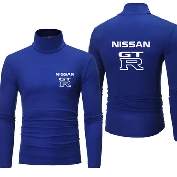 Rudenį, žiemą naujas Vyrų megztinis viršuje GTR automobilių logotipas spausdinti atsitiktinis aukštos kokybės medvilnės aukštos kaklo vyriški slim ilgomis rankovėmis t-shirt