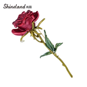 Shineland 2021 Mados Rožinė, Raudona Rožė, Segtukai, Gėlių Segė Corsage Apykaklės Moterų Drabužių Priedai Elegantiškas Vestuvių Papuošalai Dovana