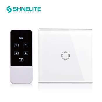 Shinelite,1Gang UK standartine balta juoda smart home belaidžio RF433 jungikliai Prabanga Stiklo