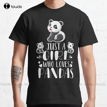 Tiesiog, Mergina, kuri Myli Panda Klasikinių T-Shirt Mens Juoda Marškinėlius Užsakymą Aldult Paauglių Unisex Skaitmeninis Spausdinimas Tee Marškinėliai Xs-5Xl