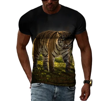 Vasarą Gyvūnų Tigras Grafinis T Marškinėliai Vyrams Vasaros Mados Atsitiktinis Hip-Hop Harajuku Stiliaus marškinėliai