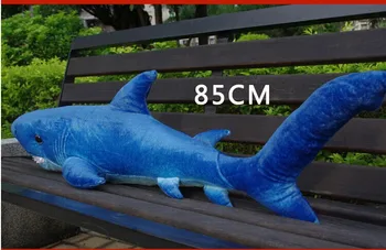 vidutinės pliušinis ryklys žaislas puikus, tamsiai mėlyna įdaryti povandeninio pasaulio ryklys lėlės gimtadienio dovana, apie 85cm