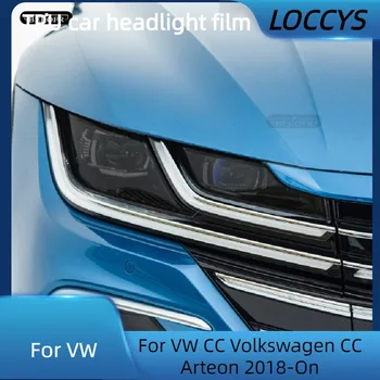 VW CC Volkswagen CC Arteon 2018-Automobilių Šviesų Atspalvį, Juoda Apsauginė Plėvelė Apsaugos Skaidrios TPU Lipdukas Priedai