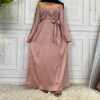 Wepbel Musulmonų Abaja Suknelė Pearl Artimųjų Rytų Dubajus Skraiste Suknelė Eid Djellaba Moterų Caftan Islamo Drabužių Turkye Maxi Suknelė