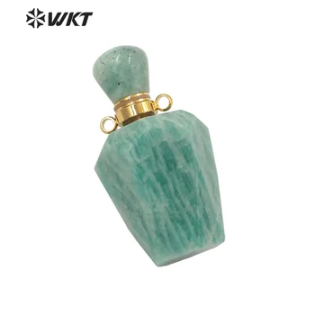 WT-P1691 Naujų spalvų Gamtos aukso, Nerūdijančio plieno, žalia akmuo kvepalų buteliuko pakabukas lady essencial aliejaus butelis pakabukas