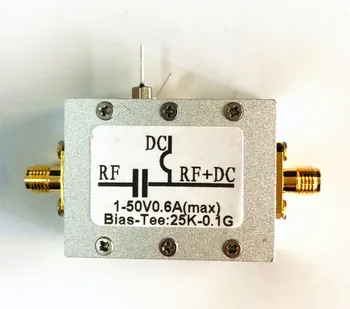 Šališkumo Tee 25K-100 MHz RF Biaser DC blocker Bendraašius pašarų 1-50V +byla F/ VHF HF ESU KUMPIS radijo RTL SDR Žemo Triukšmo Stiprintuvas BiasTee